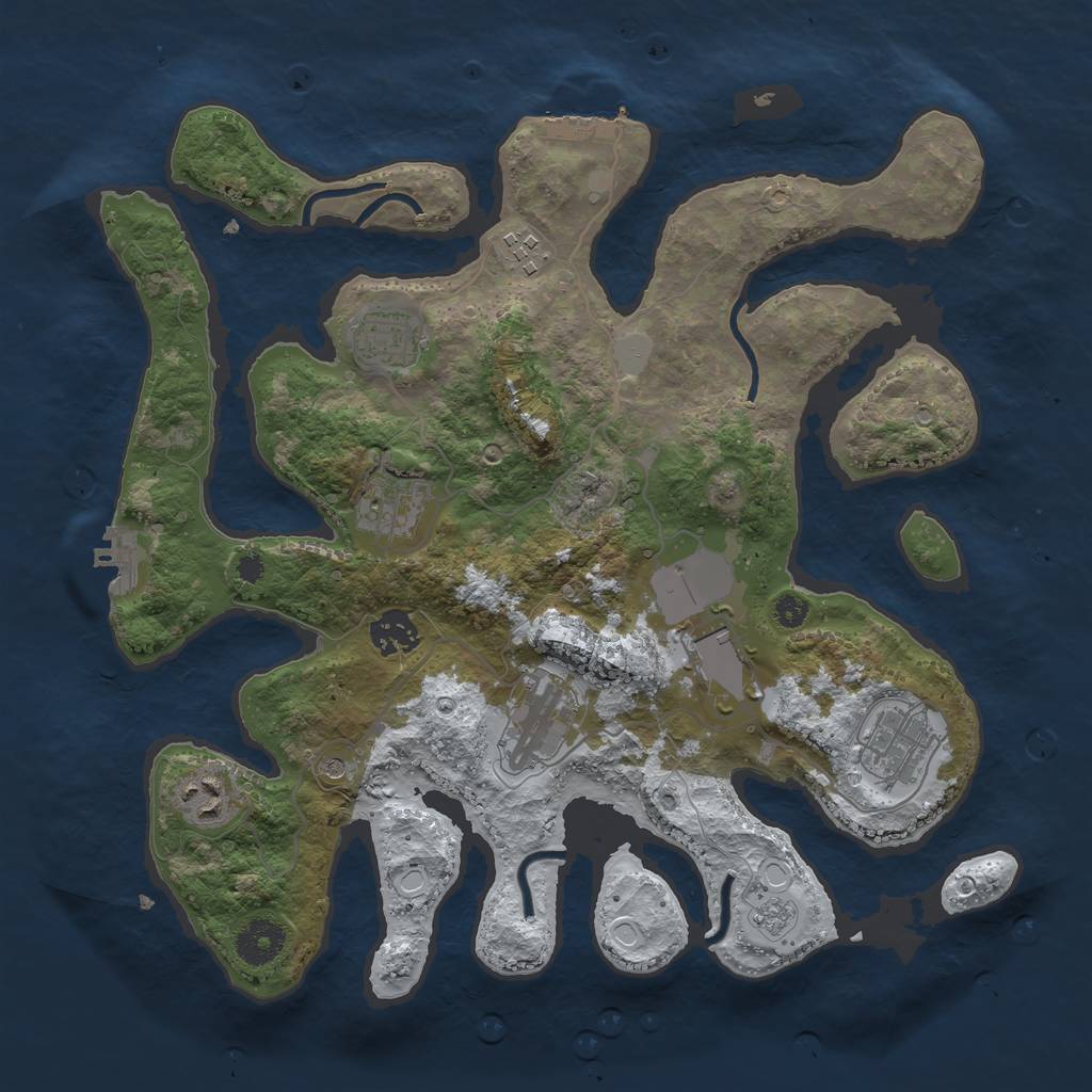 Rust Map: Procedural Map, Size: 3500, Seed: 2925323, 17 Monuments