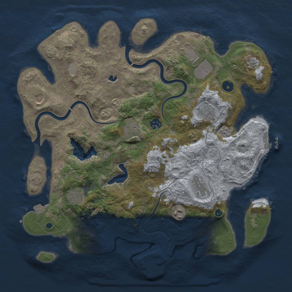 Rust Map: Procedural Map, Size: 4000, Seed: 10521, 16 Monuments