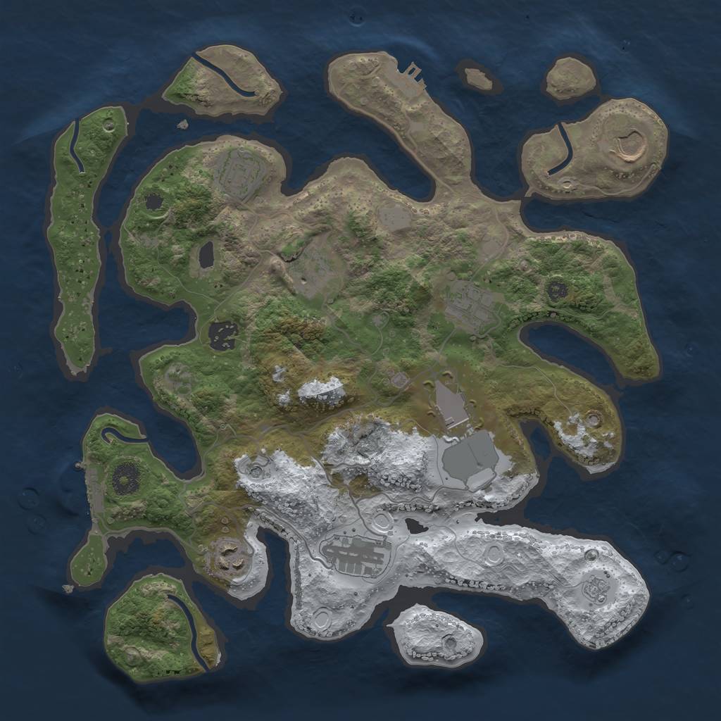 Rust Map: Procedural Map, Size: 3500, Seed: 6247891, 17 Monuments