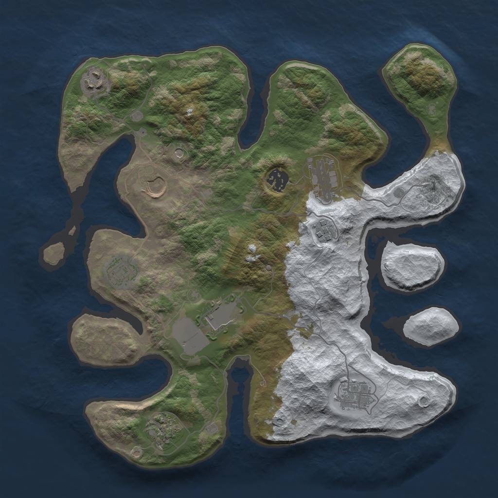Rust Map: Barren, Size: 3500, Seed: 6060565, 12 Monuments