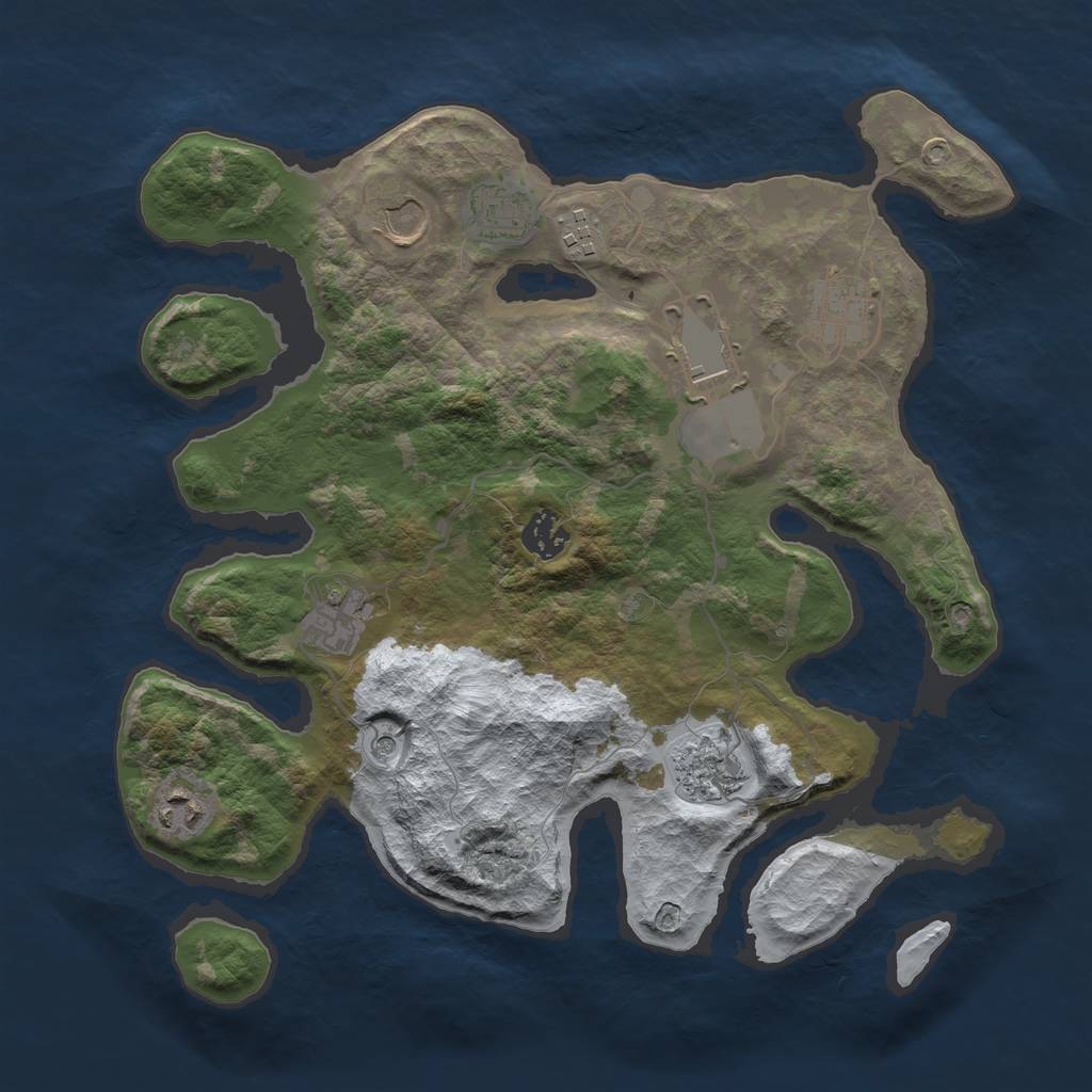 Rust Map: Barren, Size: 3500, Seed: 4643918, 12 Monuments