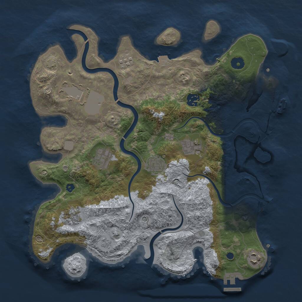 Rust Map: Procedural Map, Size: 3500, Seed: 2732318, 14 Monuments