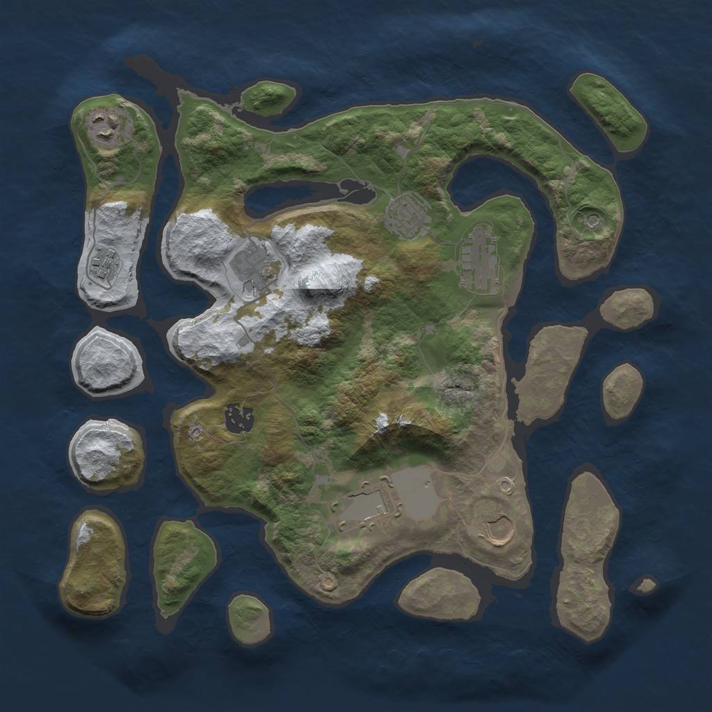 Rust Map: Barren, Size: 3500, Seed: 143137, 11 Monuments