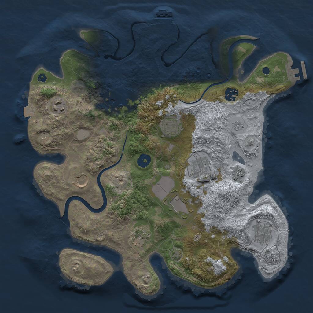 Rust Map: Procedural Map, Size: 3500, Seed: 212434, 16 Monuments