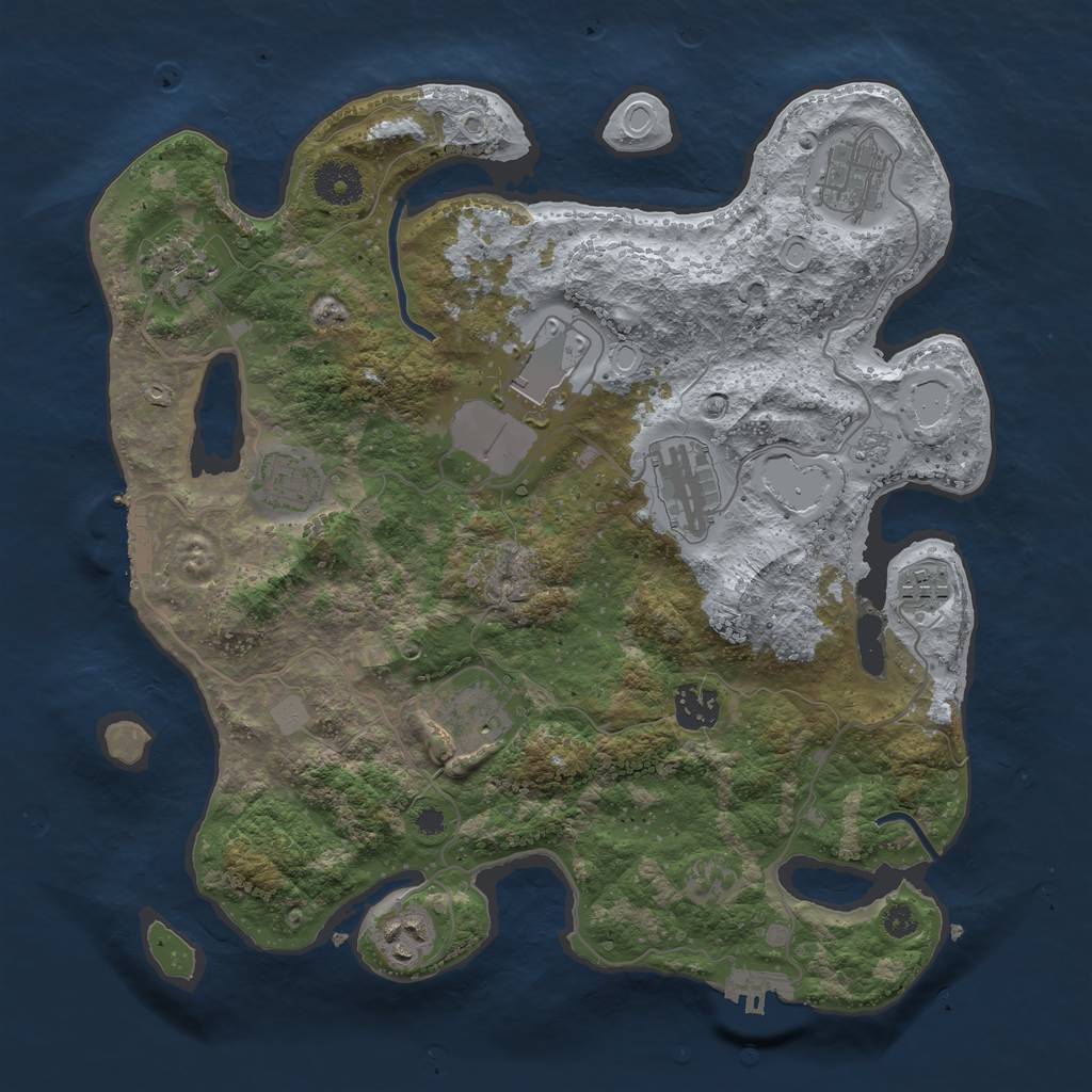 Rust Map: Procedural Map, Size: 3500, Seed: 2133567, 17 Monuments