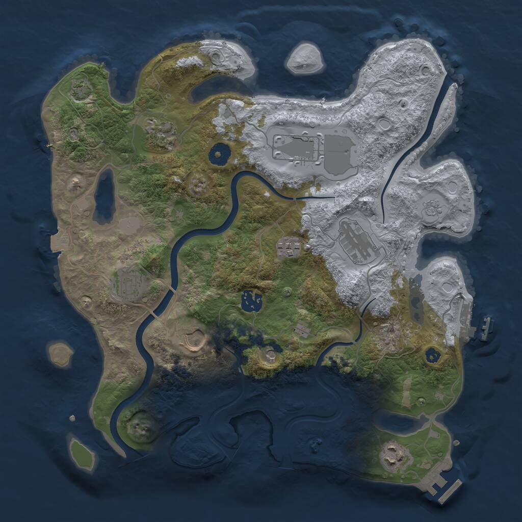 Rust Map: Procedural Map, Size: 3500, Seed: 2133567, 14 Monuments