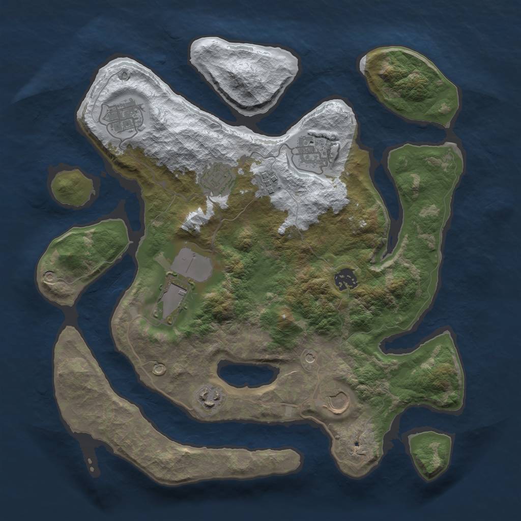 Rust Map: Barren, Size: 3500, Seed: 3219817, 11 Monuments