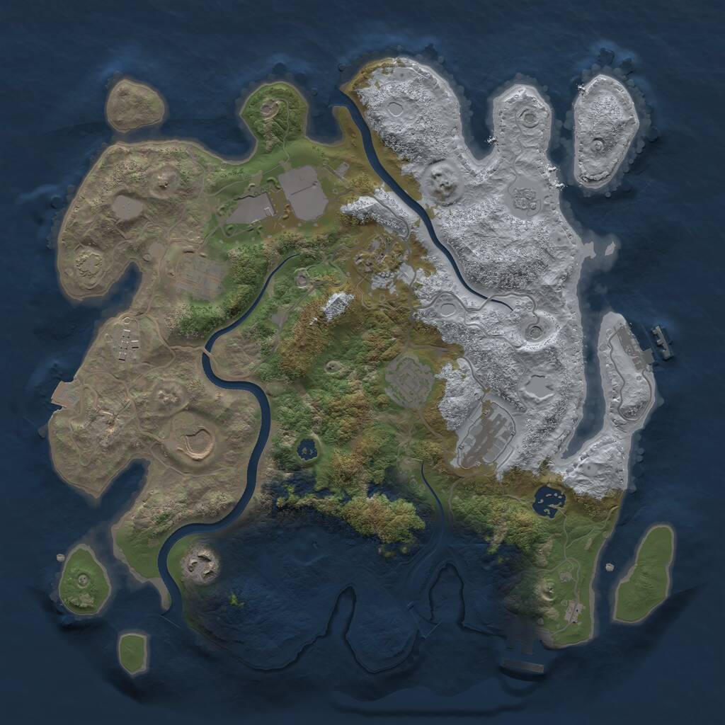 Rust Map: Procedural Map, Size: 3500, Seed: 3885242, 15 Monuments