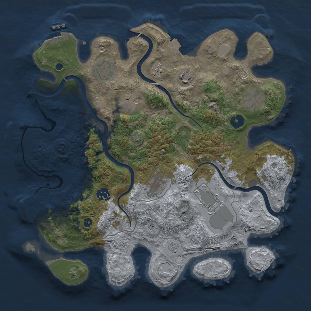 Rust Map: Procedural Map, Size: 3500, Seed: 4141971, 14 Monuments