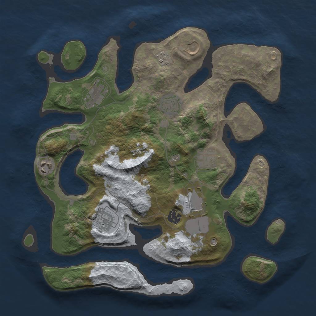 Rust Map: Barren, Size: 3500, Seed: 269466, 12 Monuments