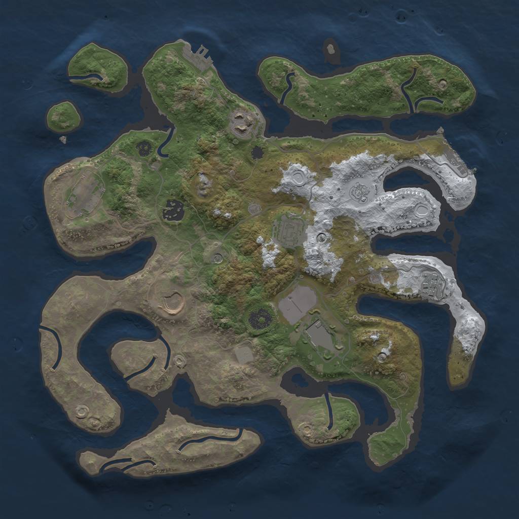 Rust Map: Procedural Map, Size: 3500, Seed: 2450474, 16 Monuments