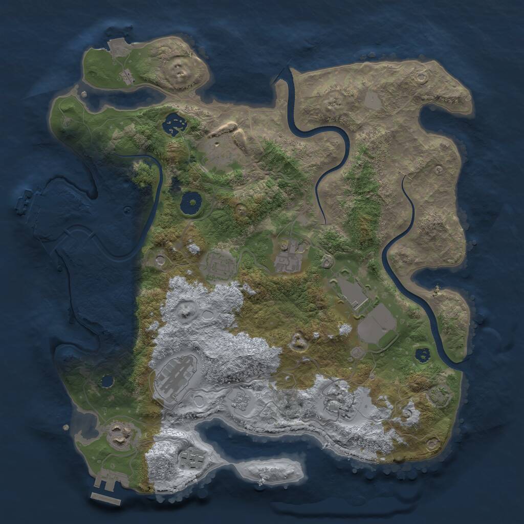 Rust Map: Procedural Map, Size: 3500, Seed: 4619837, 15 Monuments