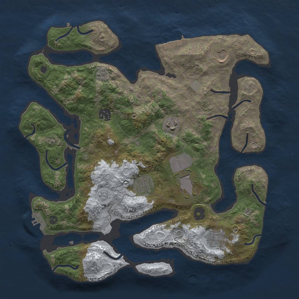 Rust Map: Procedural Map, Size: 3500, Seed: 4619837, 16 Monuments