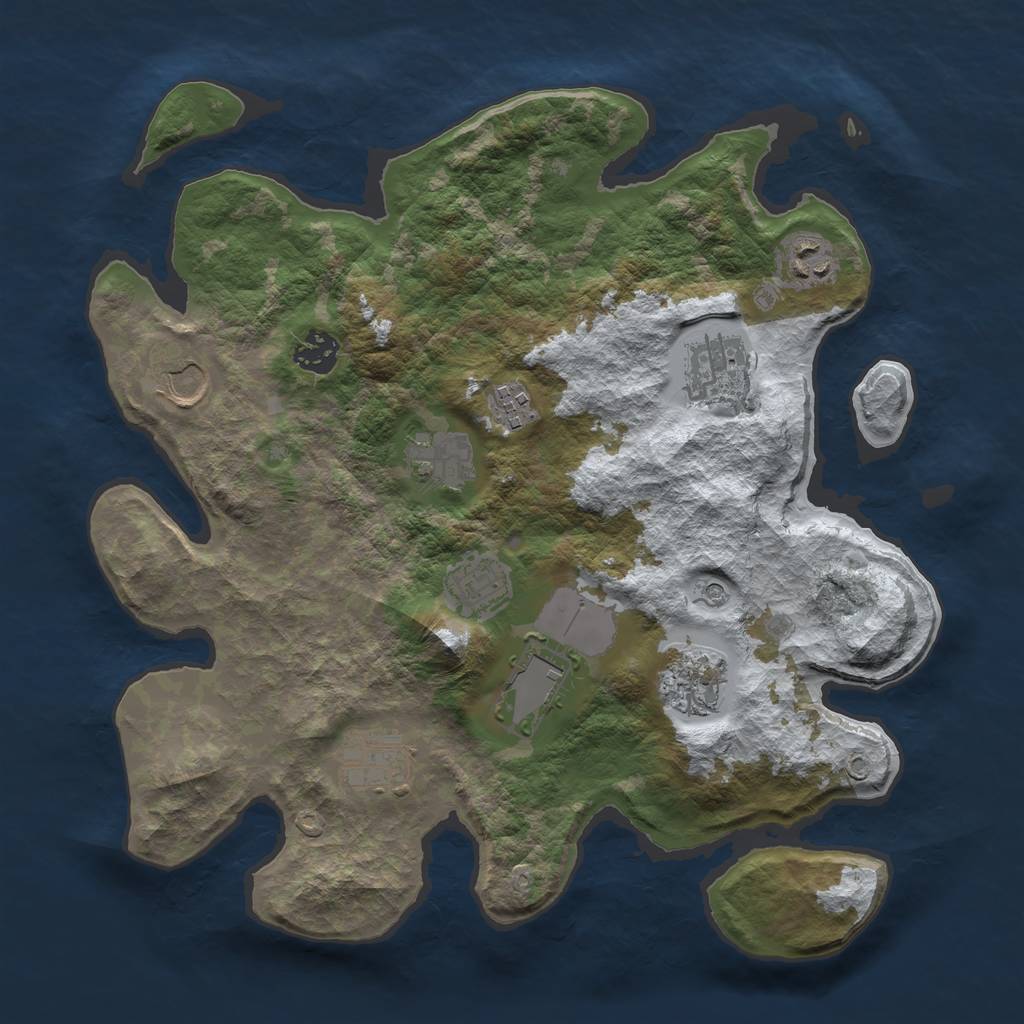Rust Map: Barren, Size: 3500, Seed: 5244405, 13 Monuments