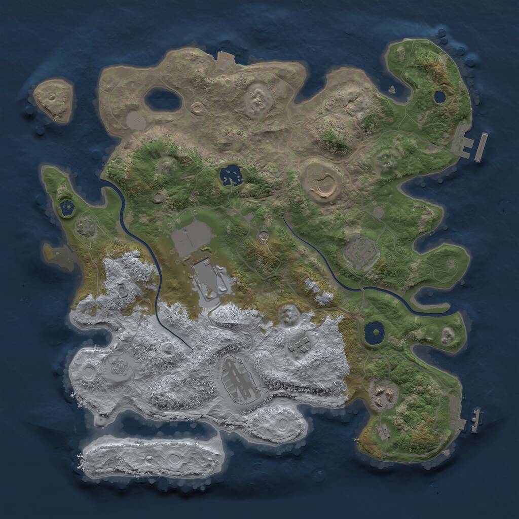 Rust Map: Procedural Map, Size: 3500, Seed: 3759258, 13 Monuments