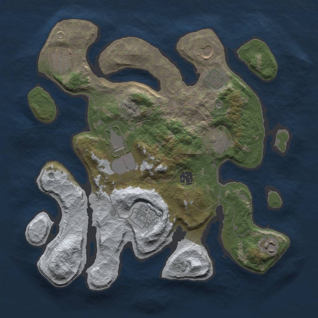 Rust Map: Barren, Size: 3500, Seed: 2033501, 12 Monuments