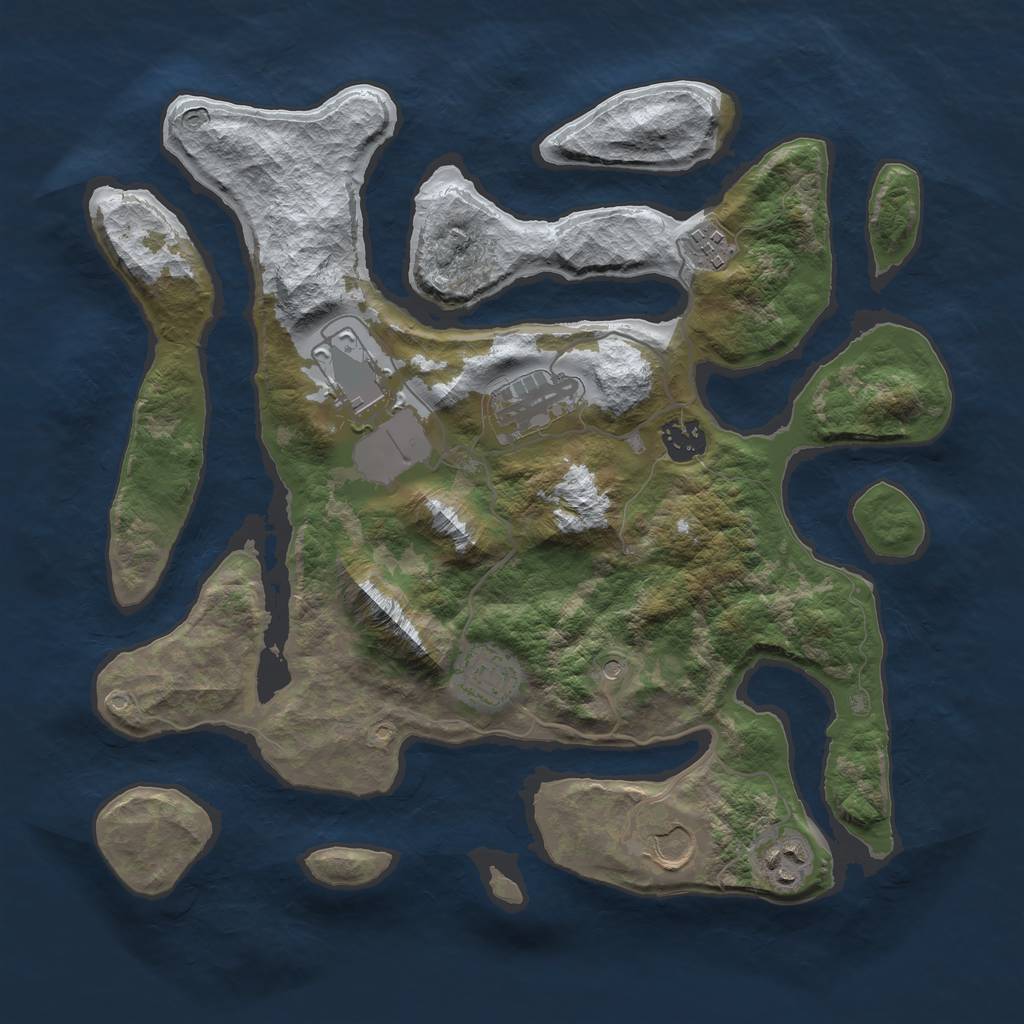 Rust Map: Barren, Size: 3500, Seed: 4072537, 10 Monuments