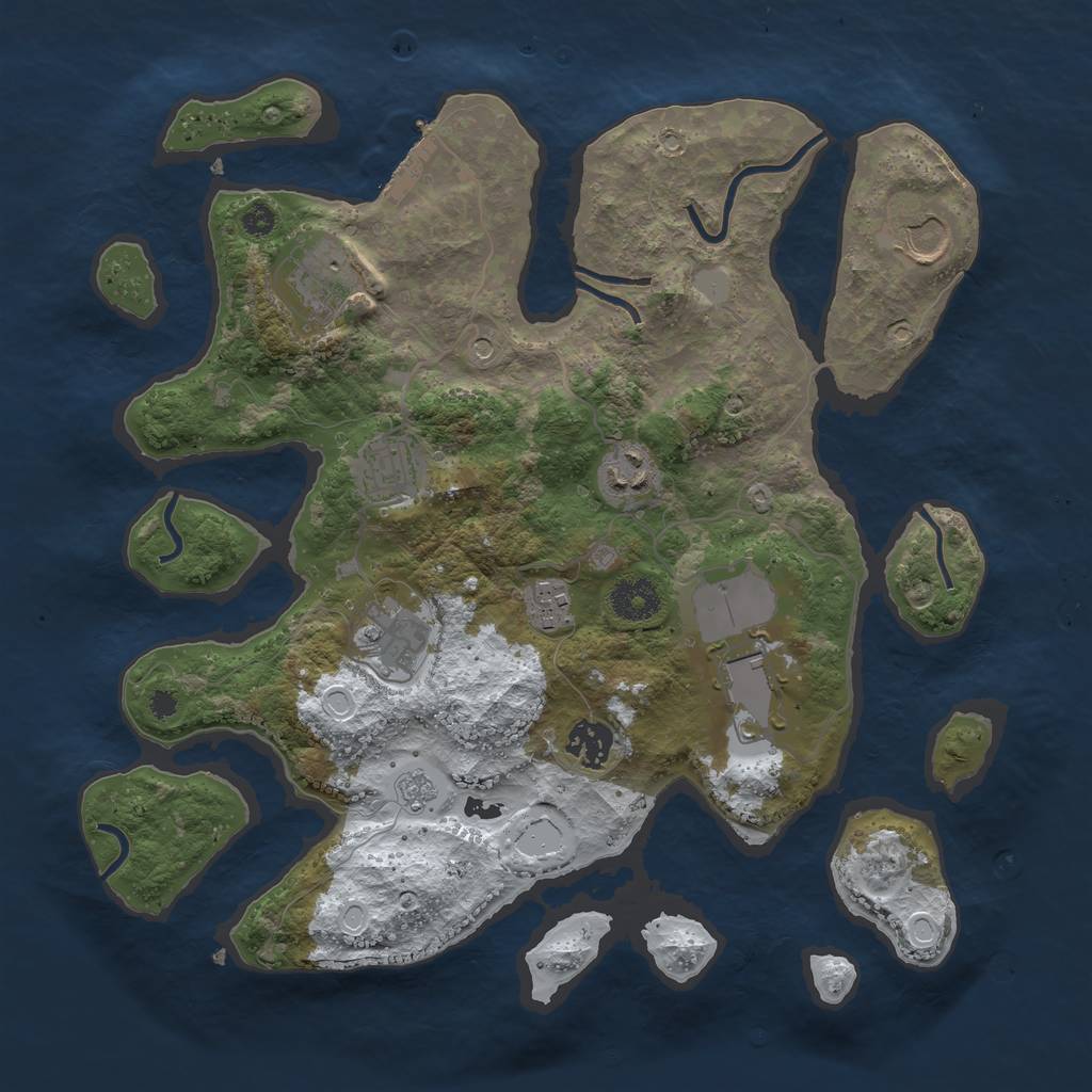 Rust Map: Procedural Map, Size: 3500, Seed: 4094124, 16 Monuments