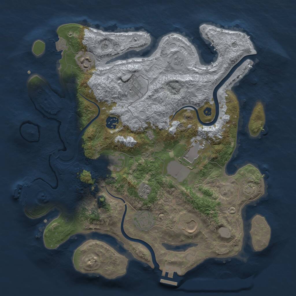 Rust Map: Procedural Map, Size: 3500, Seed: 2326732, 14 Monuments