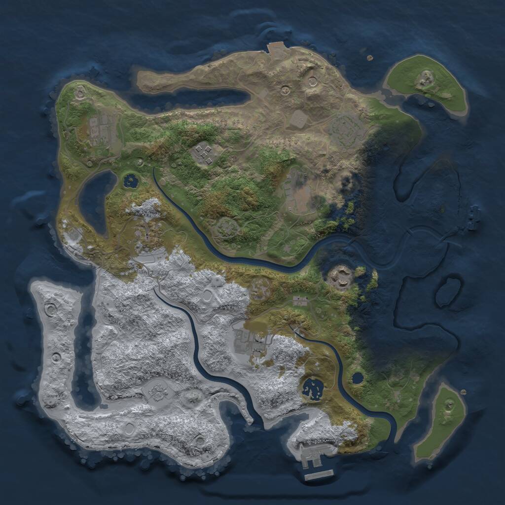 Rust Map: Procedural Map, Size: 3500, Seed: 1349151323, 14 Monuments