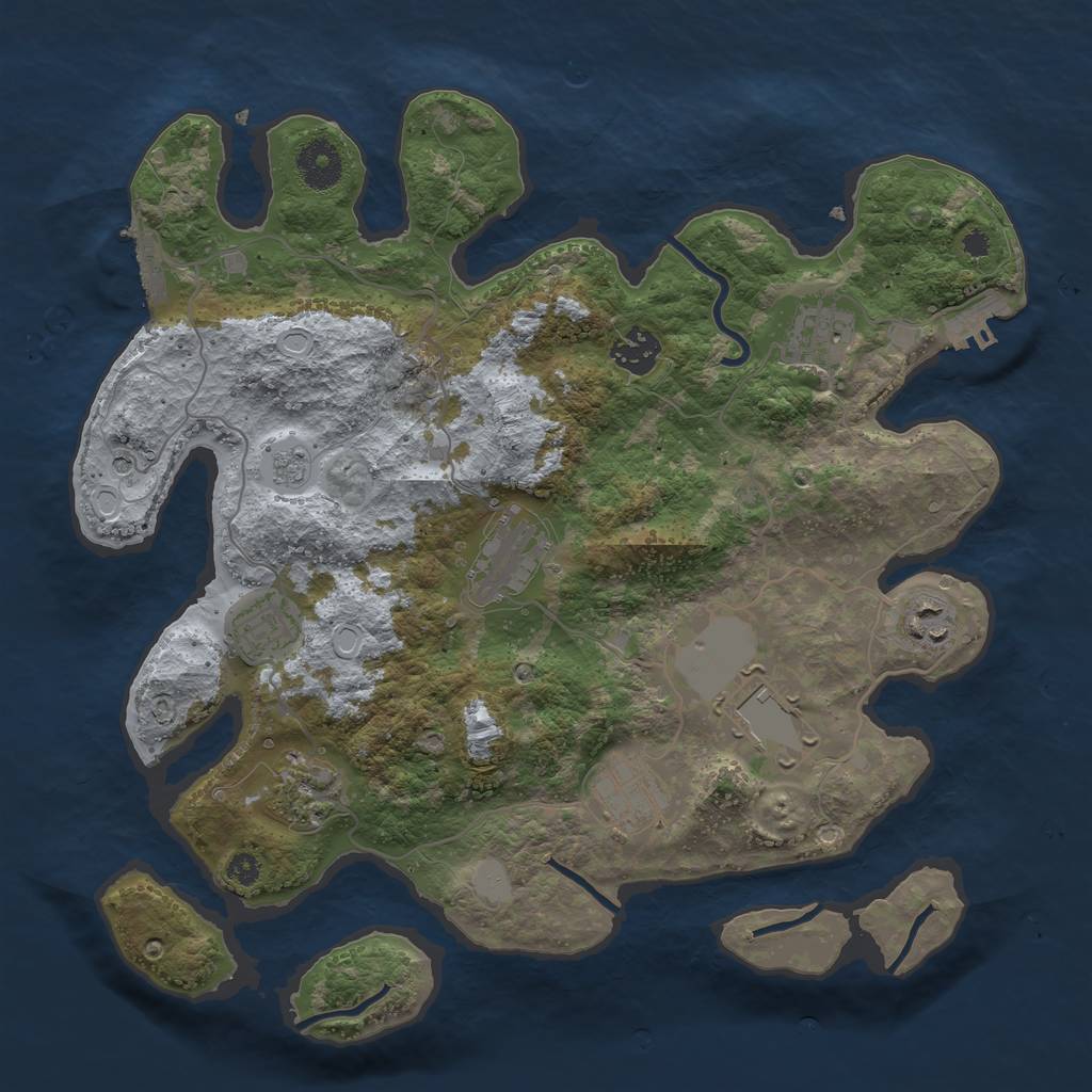 Rust Map: Procedural Map, Size: 3500, Seed: 409936, 17 Monuments
