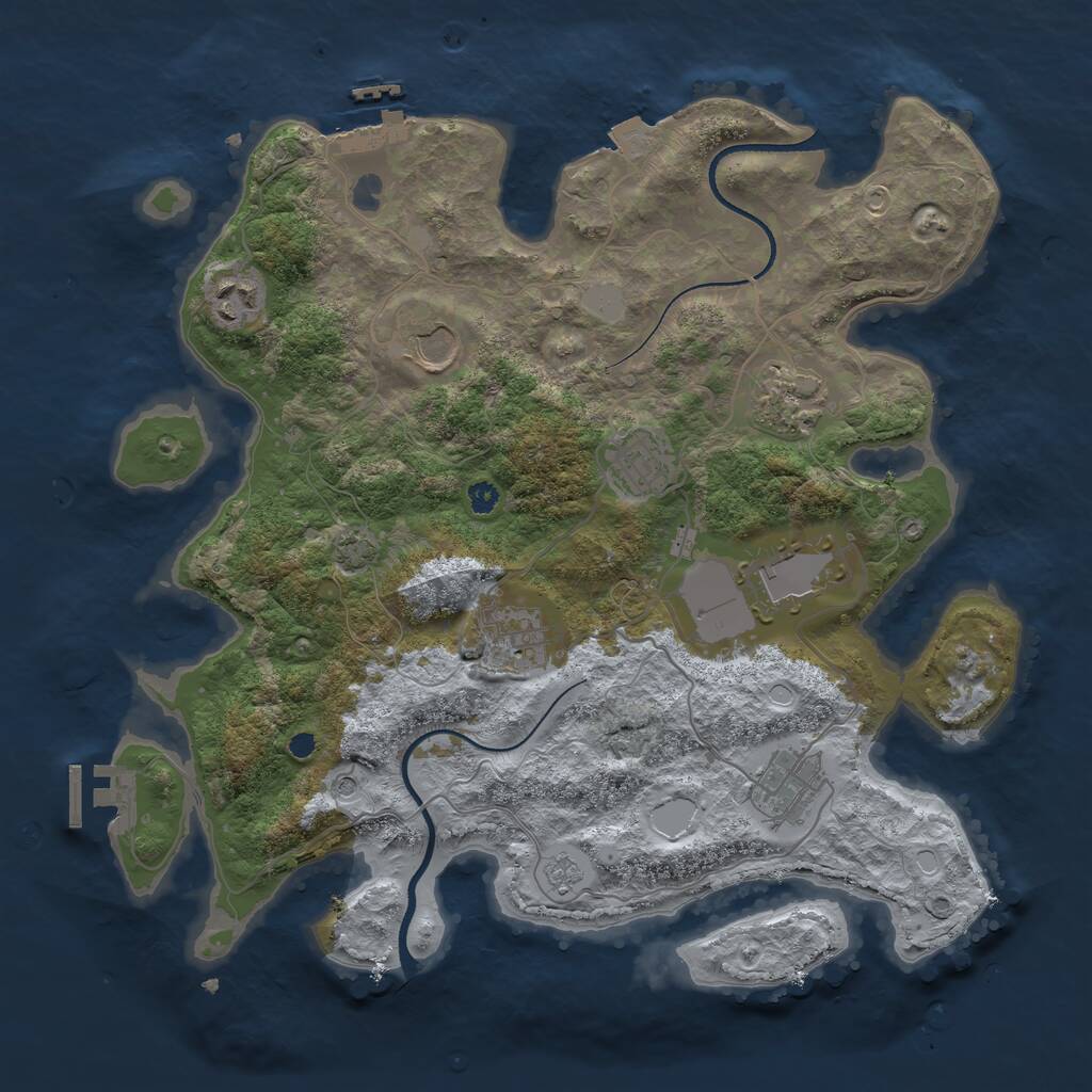 Rust Map: Procedural Map, Size: 3500, Seed: 3195977, 13 Monuments