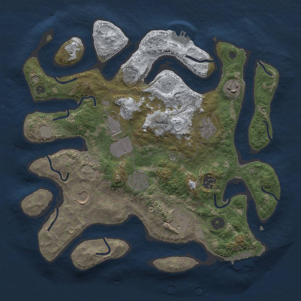 Rust Map: Procedural Map, Size: 3500, Seed: 3954945, 17 Monuments
