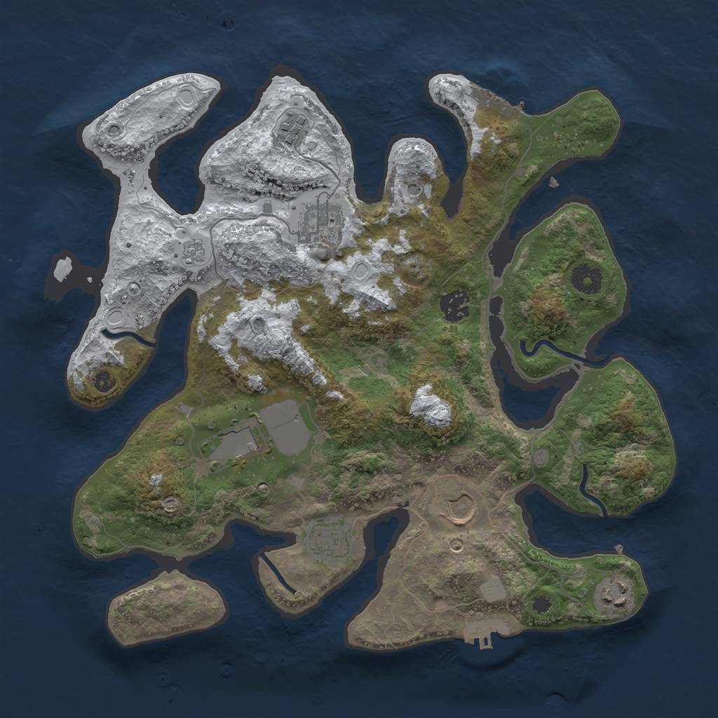 Rust Map: Procedural Map, Size: 3500, Seed: 5681301, 16 Monuments