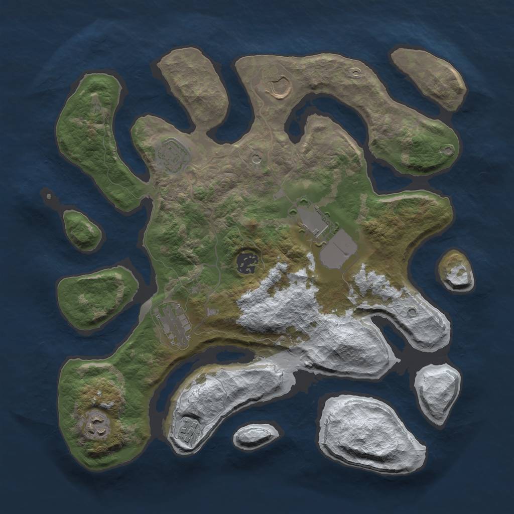 Rust Map: Barren, Size: 3500, Seed: 4936482, 10 Monuments