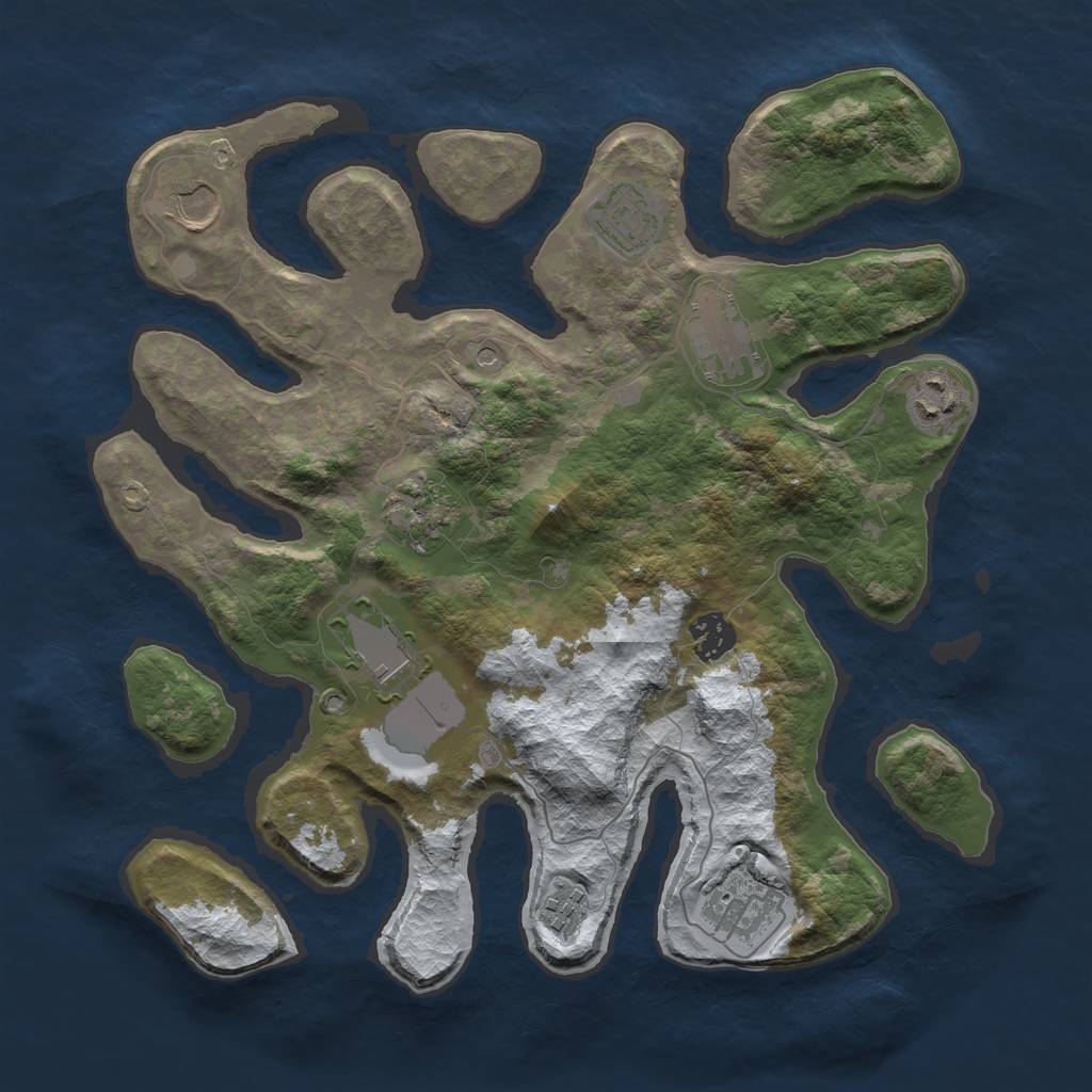Rust Map: Barren, Size: 3500, Seed: 2031688, 12 Monuments