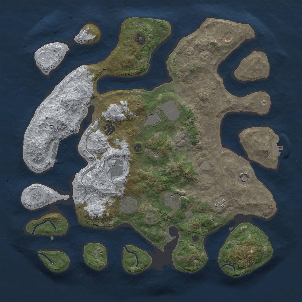 Rust Map: Procedural Map, Size: 4000, Seed: 1024078160, 17 Monuments
