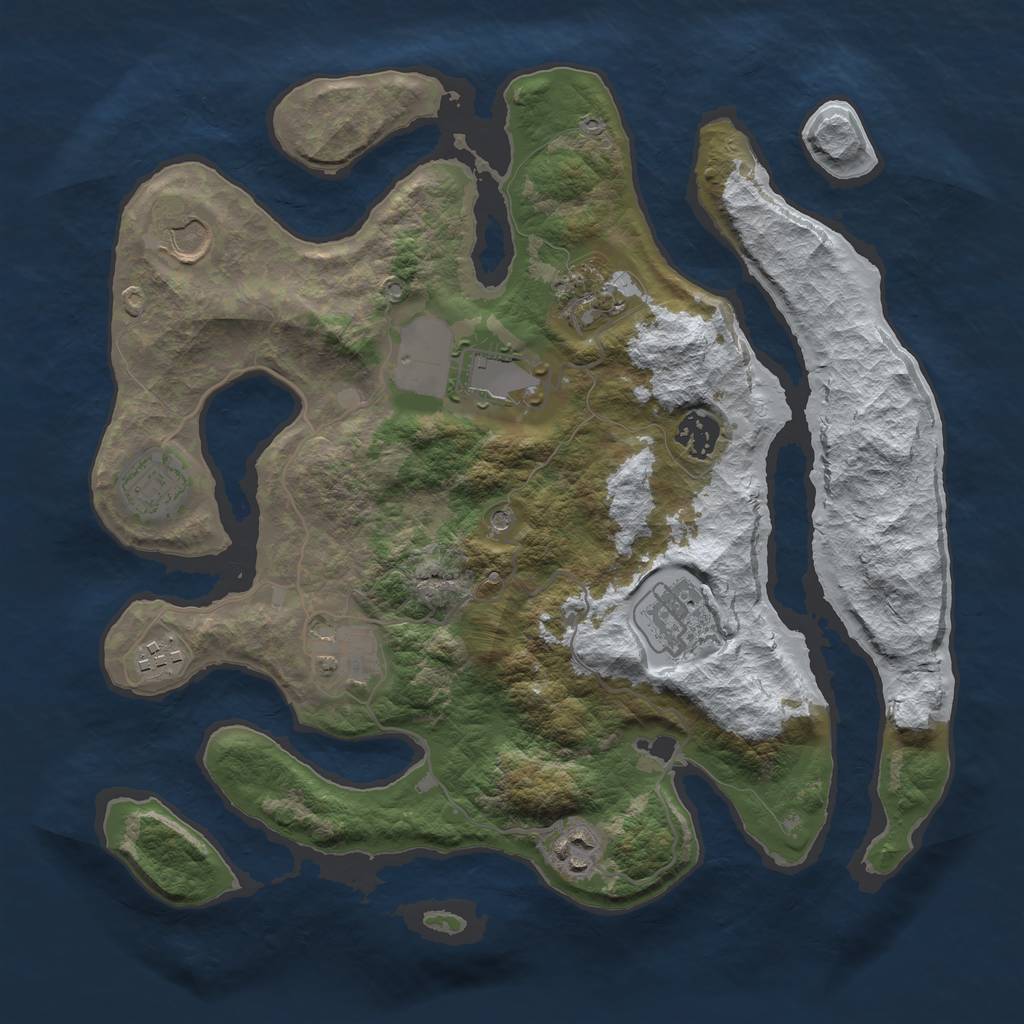 Rust Map: Barren, Size: 3500, Seed: 4392242, 12 Monuments