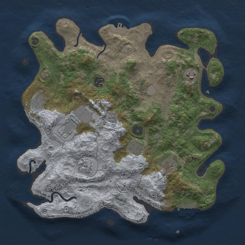 Rust Map: Procedural Map, Size: 3500, Seed: 853562, 17 Monuments