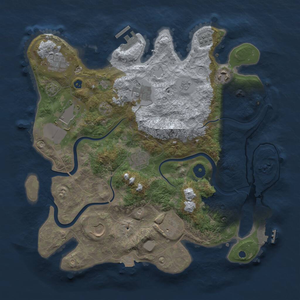 Rust Map: Procedural Map, Size: 3500, Seed: 3138077, 14 Monuments