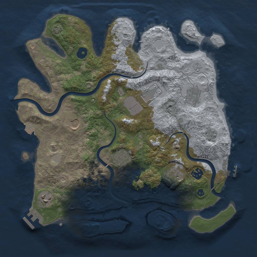 Rust Map: Procedural Map, Size: 3500, Seed: 1925536, 14 Monuments