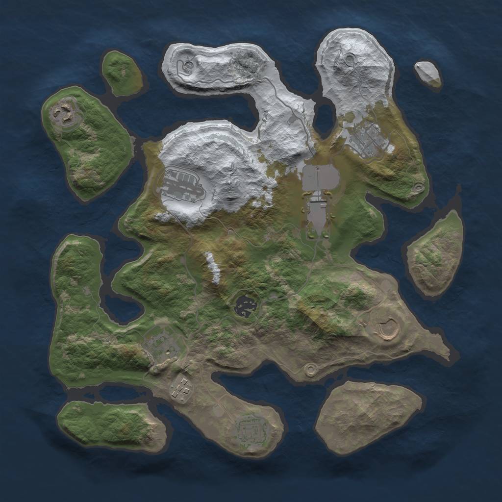Rust Map: Barren, Size: 3500, Seed: 5603113, 12 Monuments