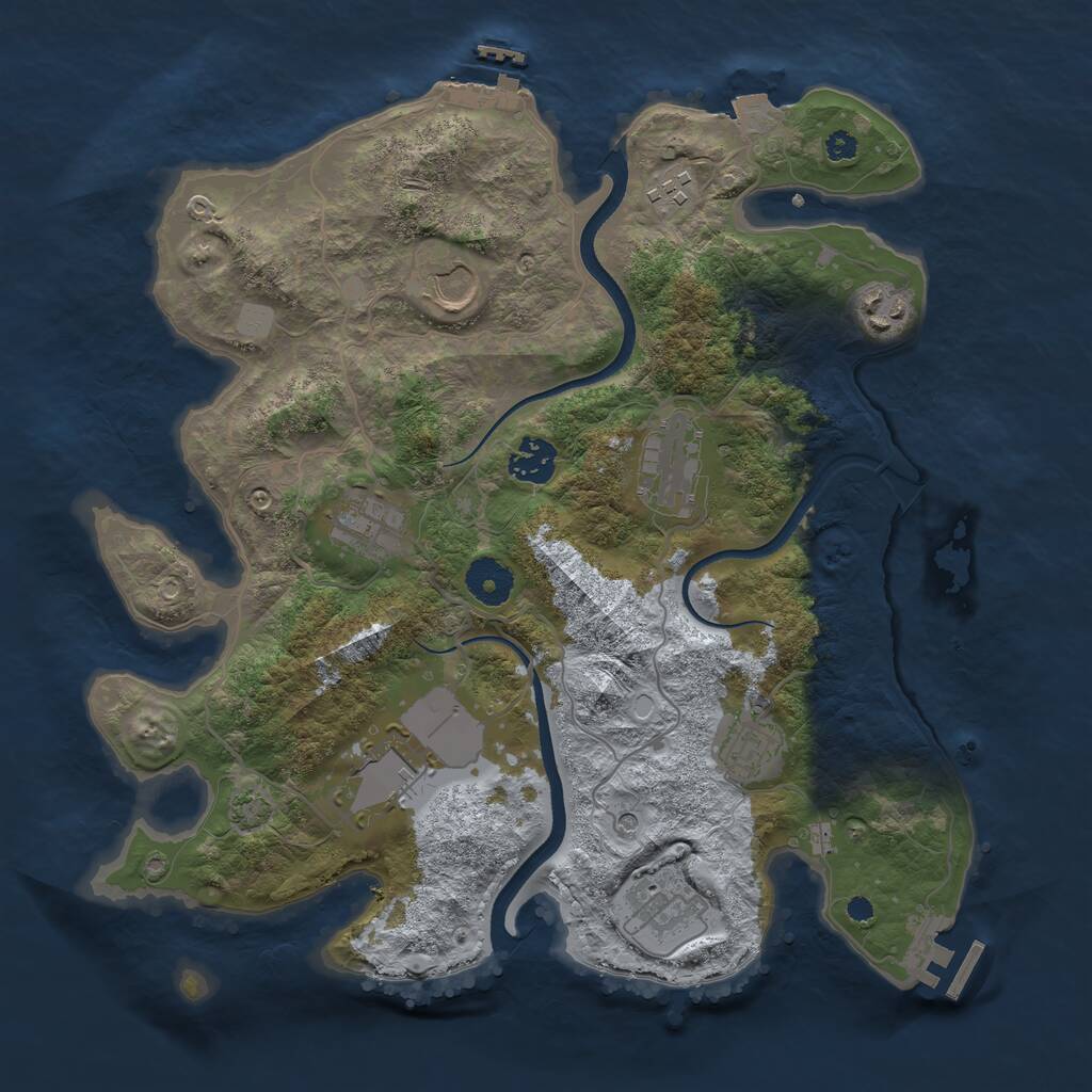 Rust Map: Procedural Map, Size: 3500, Seed: 3545484, 14 Monuments