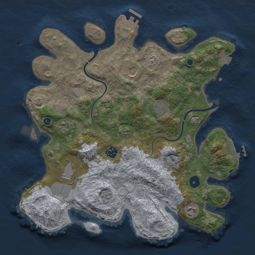 Rust Map: Procedural Map, Size: 3500, Seed: 29752, 13 Monuments