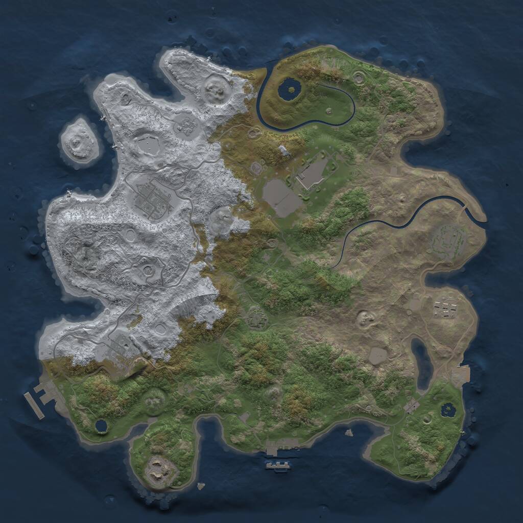 Rust Map: Procedural Map, Size: 3500, Seed: 4612242, 12 Monuments