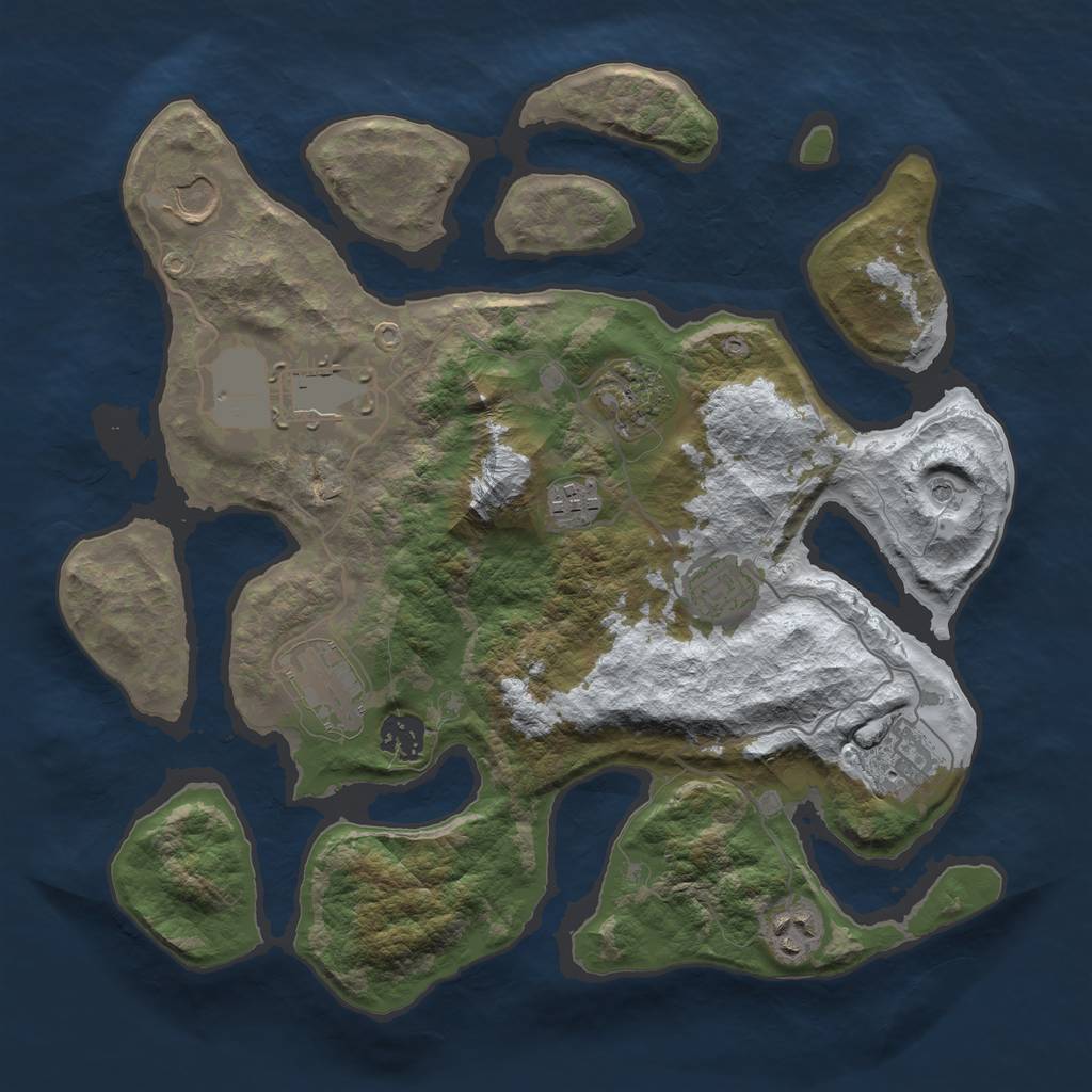 Rust Map: Barren, Size: 3500, Seed: 2468601, 12 Monuments
