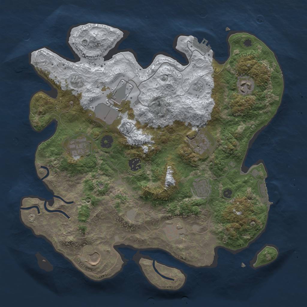 Rust Map: Procedural Map, Size: 3500, Seed: 29466, 16 Monuments
