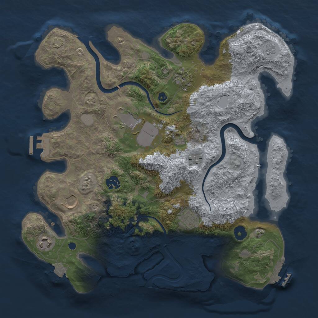 Rust Map: Procedural Map, Size: 3500, Seed: 68441, 13 Monuments