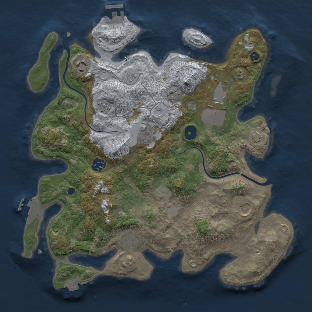 Rust Map: Procedural Map, Size: 3500, Seed: 2907546, 12 Monuments