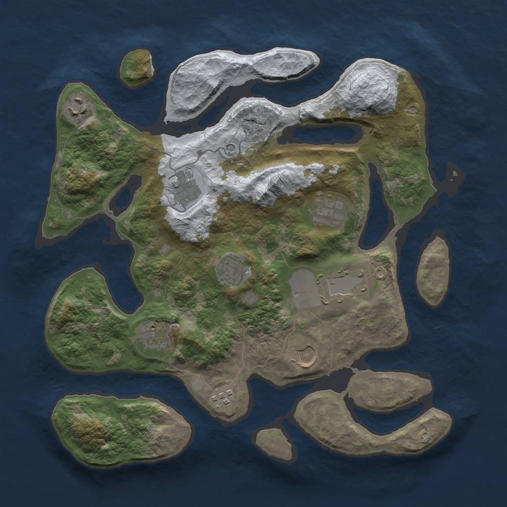 Rust Map: Barren, Size: 3500, Seed: 317929, 11 Monuments