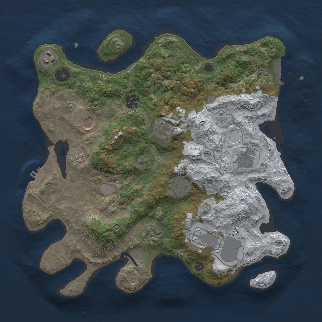 Rust Map: Procedural Map, Size: 3500, Seed: 2601624, 18 Monuments