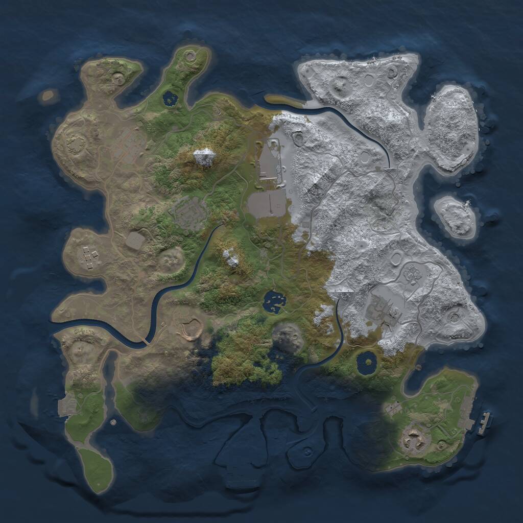 Rust Map: Procedural Map, Size: 3500, Seed: 418167340, 14 Monuments