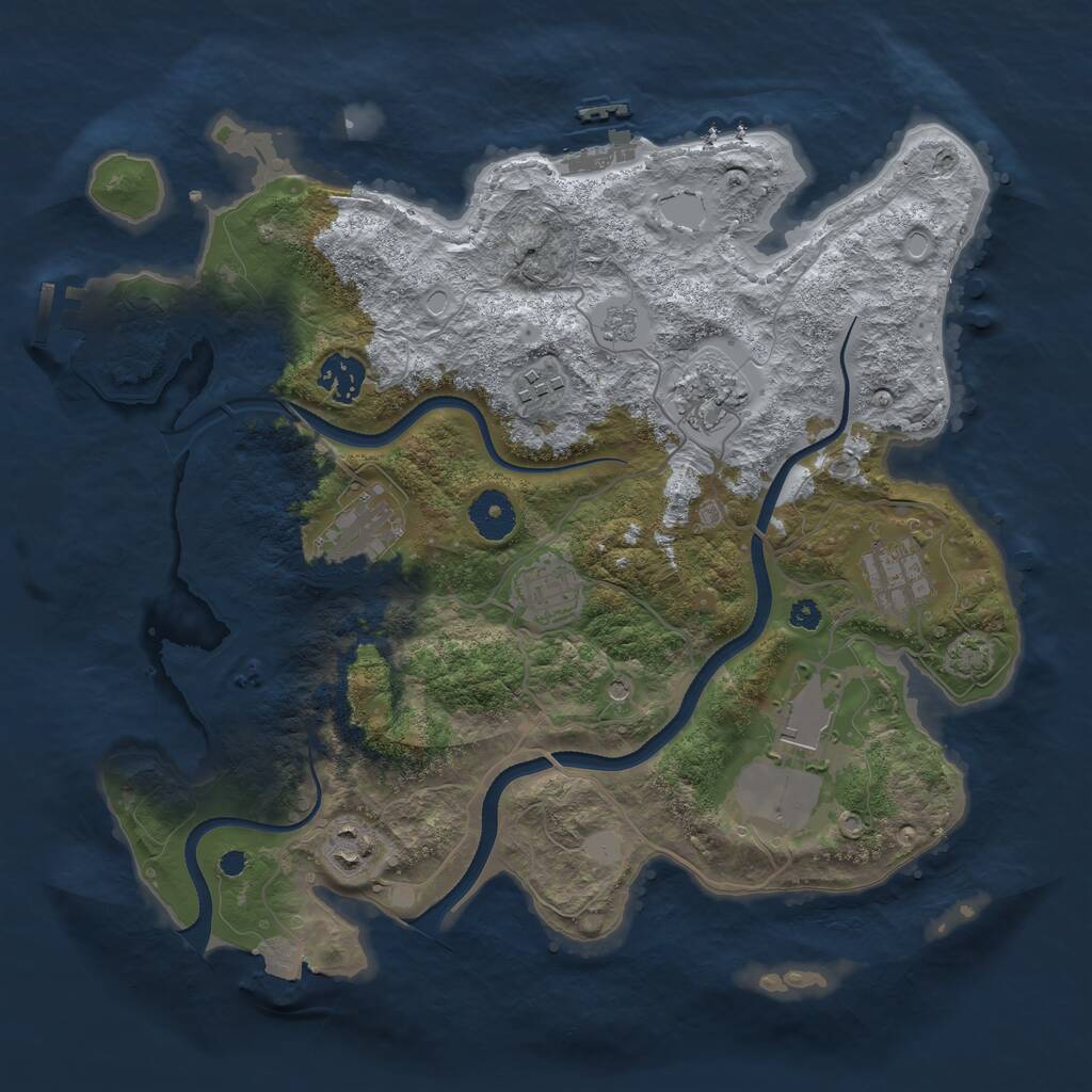 Rust Map: Procedural Map, Size: 3500, Seed: 4375010, 14 Monuments