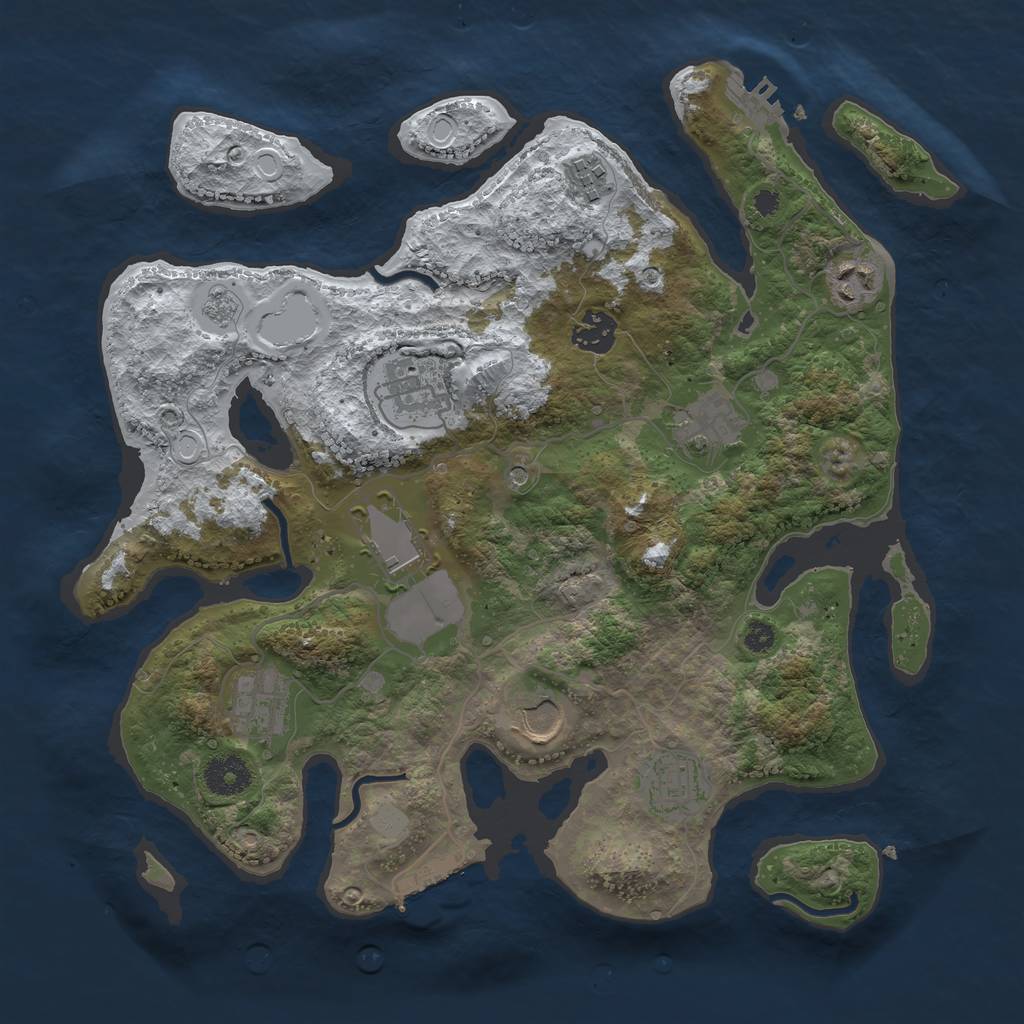 Rust Map: Procedural Map, Size: 3500, Seed: 917227, 18 Monuments