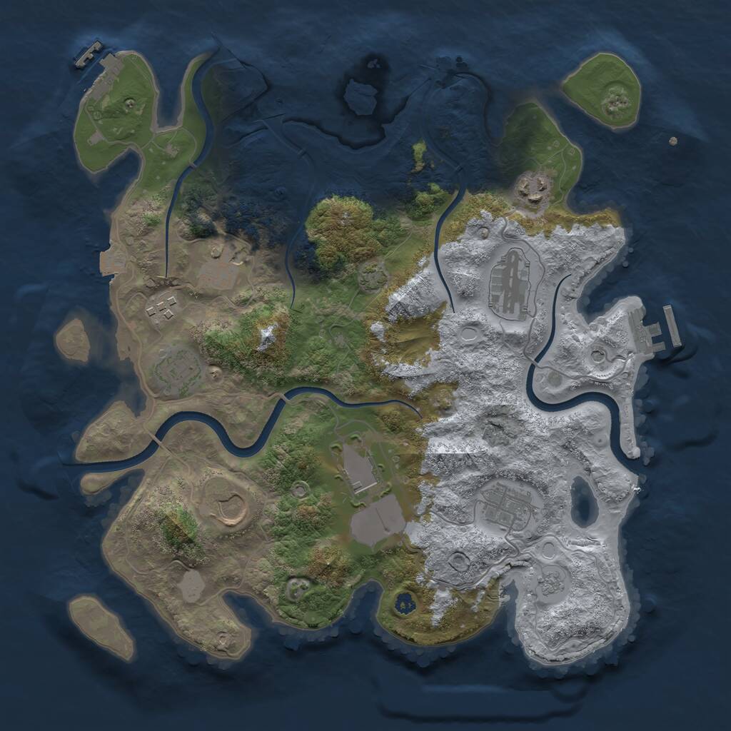 Rust Map: Procedural Map, Size: 3500, Seed: 4522274, 14 Monuments