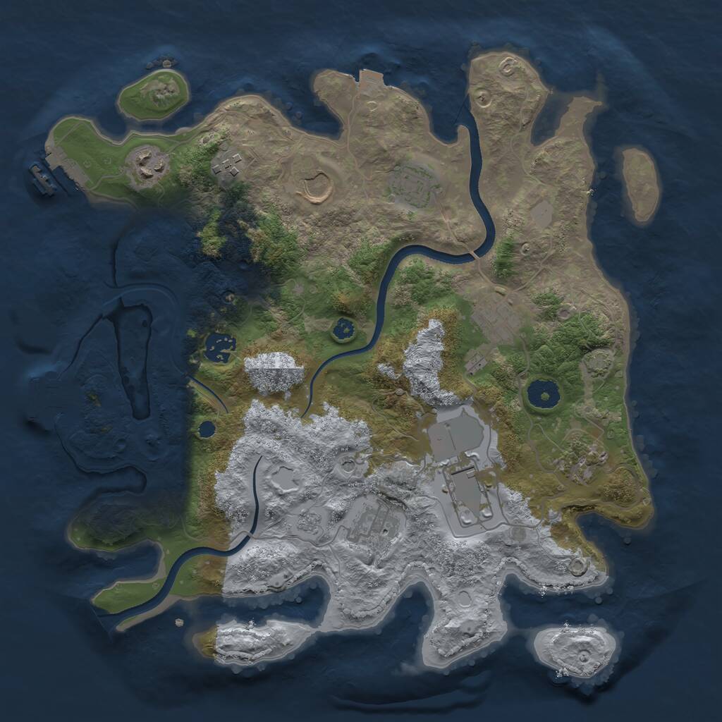 Rust Map: Procedural Map, Size: 3500, Seed: 3365004, 15 Monuments